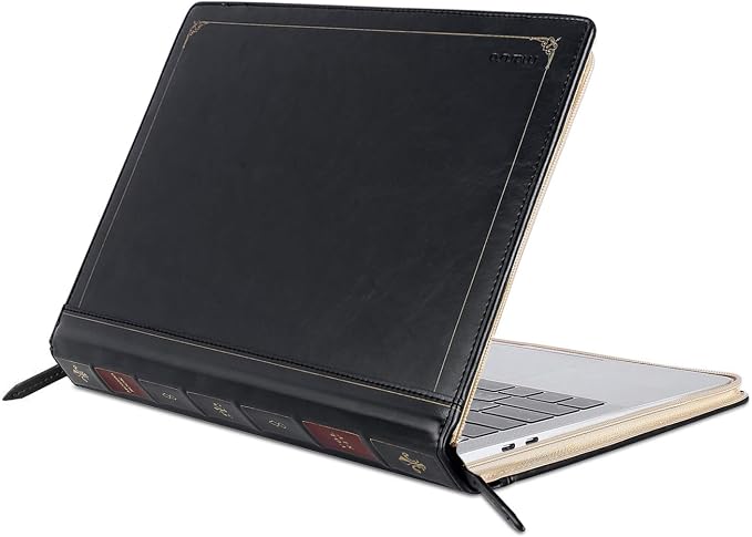 MOSISO Laptop Sleeve Case Compatible with MacBook Air 13 inch M4 A3240 M3 A3113 M2 A2681 M1 A2337 A2179 A1932 2025-2018/Pro 13 inch M2 M1 2025-2016, PU Leather Vintage Portfolio Cover, Black