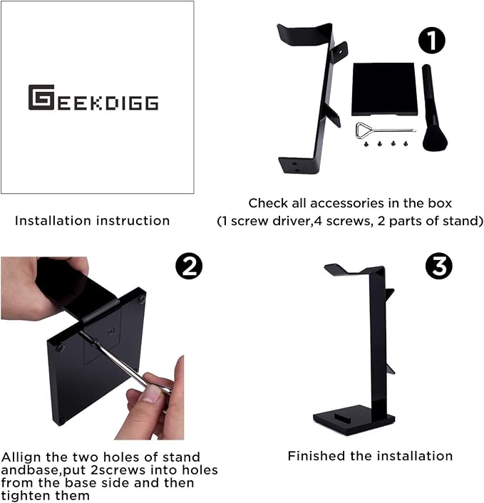 Headphone Stand Gaming Headset Holder For Desk Cable Organizer & Cellphone Stand for All Headphones Size headphone Holder Set Gaming PC Accessories Gaming Station – Black