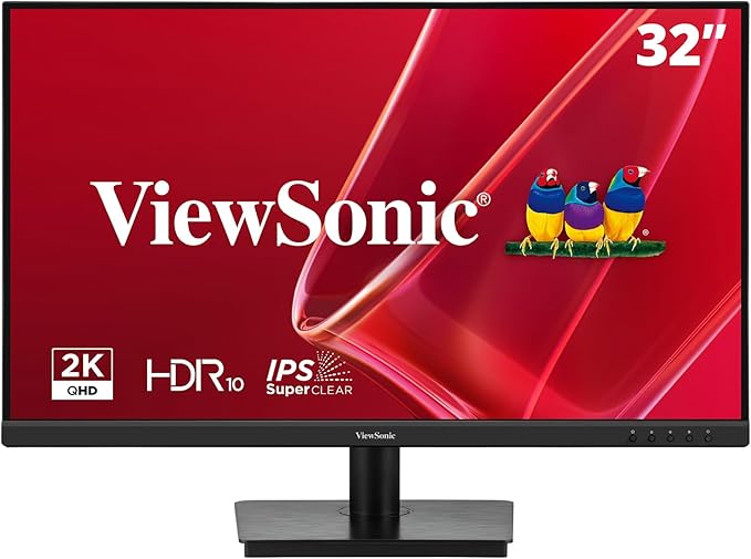 ViewSonic VS3225-2K 32 Inch 1440p Monitor, IPS Display for Productive Home and Office Spaces, Eye Care Technology, Variable Refresh Rate, HDMI, and DisplayPort Inputs