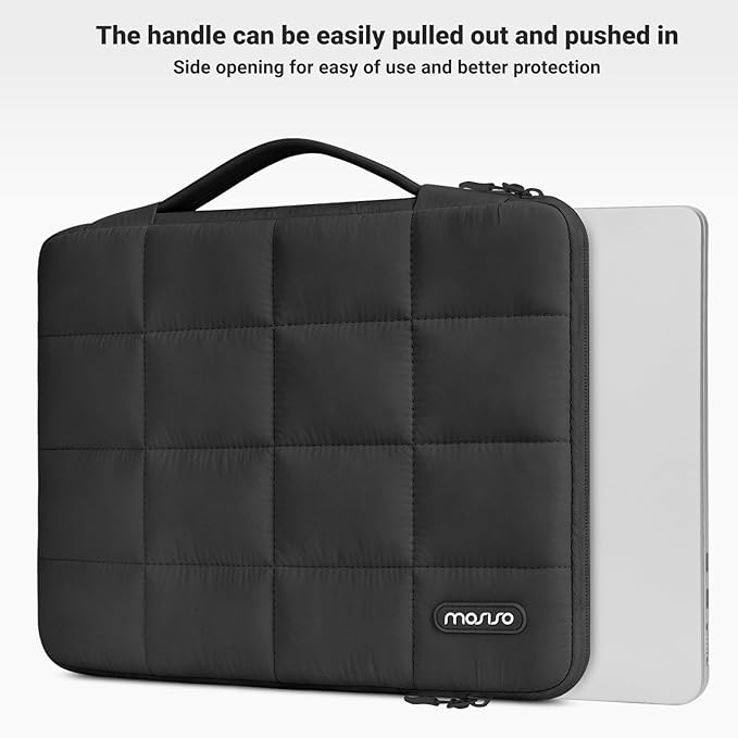 MOSISO Compatible with MacBook Neo Case 13 inch 2026 Release A3404, Seamlessly Closes Scratches & Fingerprints Resistant Hard Shell&Sixteen Grid Puffy Bag&Keyboard Skin&Type C&Screen Film, Black