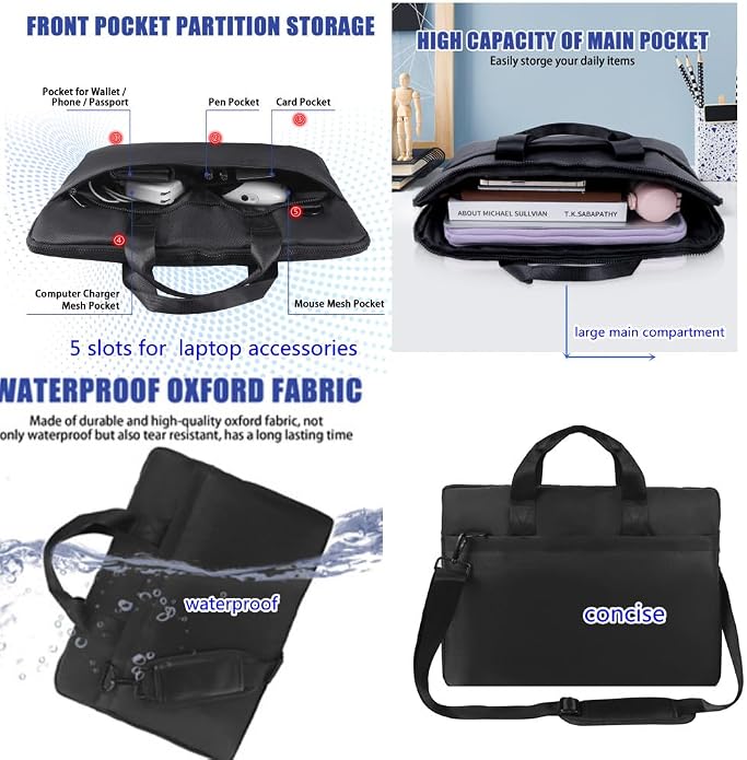 Premium Black,17.3-18.4 Inch Laptop Briefcase with Cross-Body Shoulder, DVD Player bag,Painting board bag，Laptop case Fits Dell, HP, ASUS,MacBook Pro, 2-layer Design,Durable,LIGHTWEIGHT