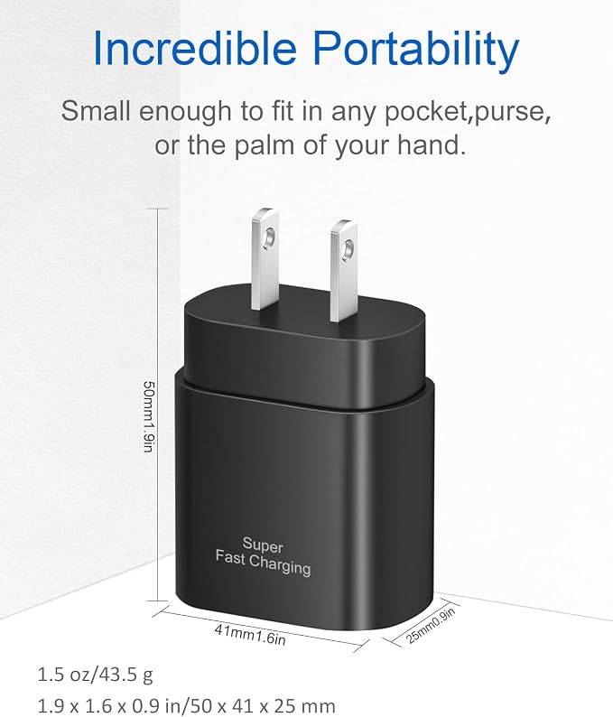 Type C Charger Fast Charging for iPhone 17 16 15,10FT USB C Samsung Chargers Block 25W Super Fast Chargers for Samsung Galaxy S25/S24 S23 S22 /iPhone Air/17/17 Pro Max/iPhone 16/16 Pro Max/15 Pro Max