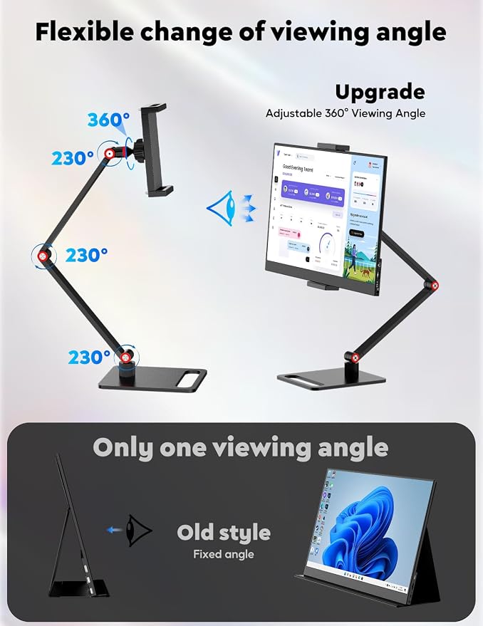 15.6” Portable Monitor with Adjustable Stand, 1080P FHD IPS Screen Extender, USB-C/HDMI Port, Ultra Slim Travel Monitor with Eye Protection, Plug and Play for Laptop/PC/Mac/Android/Switch/PS5
