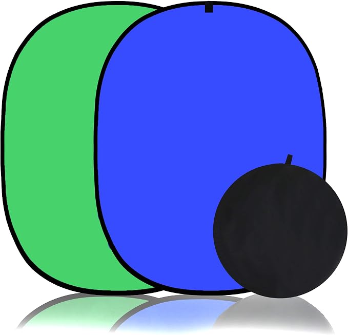 Koopro 5’×7’ Collapsible Twist Background Double-Sided Pop Up Flex Backdrops Chroma Blue & Green Portrait Screen Professional Video Photography and Television Studio Props with Carrying Case