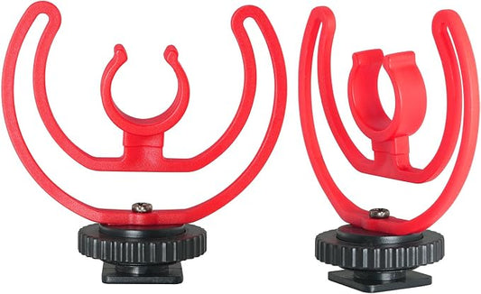 2PCS Interview Dedicated DSLR Camera Microphone Shock Mount Bracket Hot Shoe Mount Accessory Suitable for Video Blogging Live Streaming Video Conferencing Interviews
