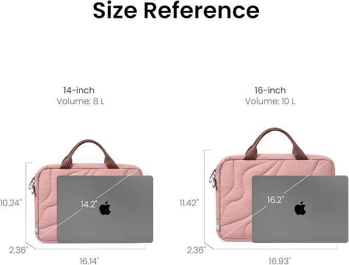 tomtoc 13-14 Inch Protective Puffy Laptop Carrying Bag for Women, Lightweight Laptop Briefcase Fits 13-inch Macbook Air M5 2026 & Neo A18, 14" MacBook Pro, Work Bag Case Handbag with Organized Storage