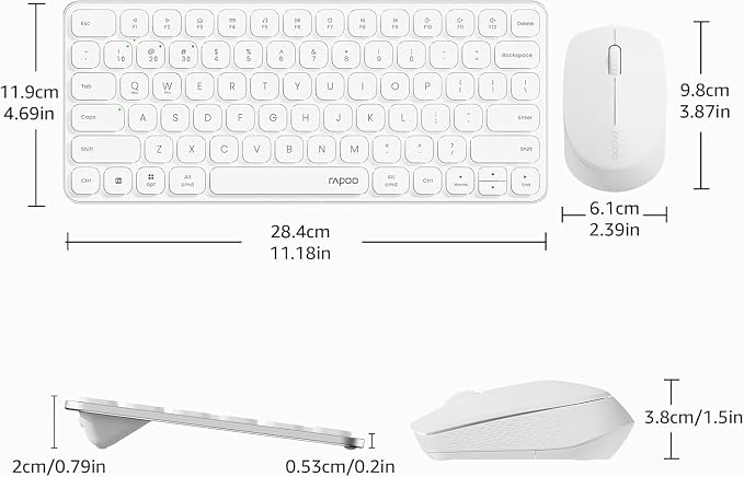 Rapoo 9010M Multi-Device Keyboard and Mouse Combo, 2.4GHz/Bluetooth 5.0/4.0 Wireless Keyboard & Mouse Set for Windows/Mac/Linux/Chrome, Support 4 Devices, Low-Profile Silent Click, Battery Powered