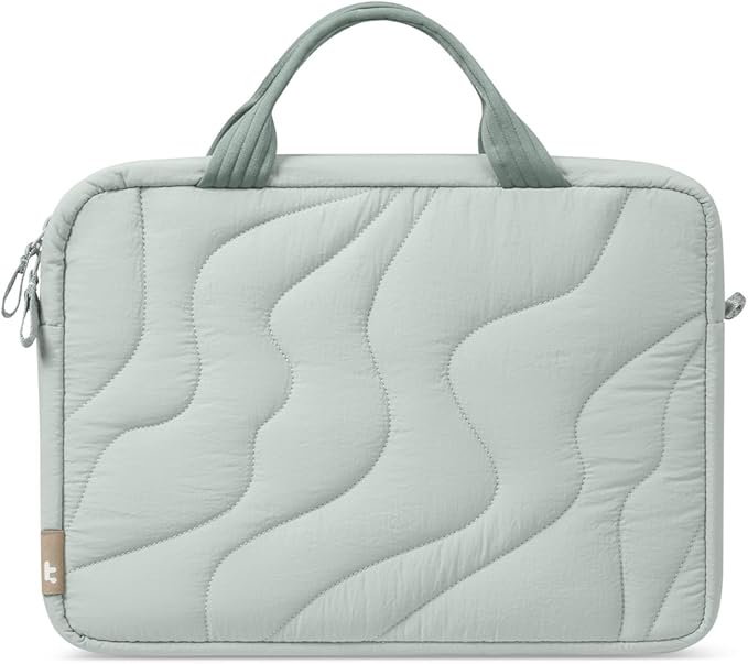 tomtoc 13-14 Inch Protective Puffy Laptop Carrying Bag for Women, Lightweight Laptop Briefcase Fits 13-inch Macbook Air M5 2026 & Neo A18, 14" MacBook Pro, Work Bag Case Handbag with Organized Storage
