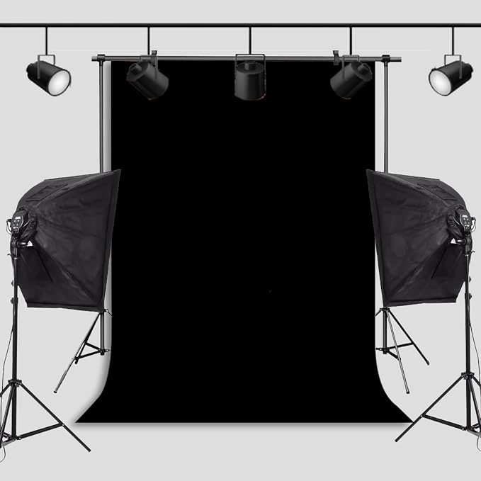 Black Backdrop Virtual Black Background Sheet Fabric Wrinkle Resistance Photo Background for Photo Studio Shooting Props 5x7FT