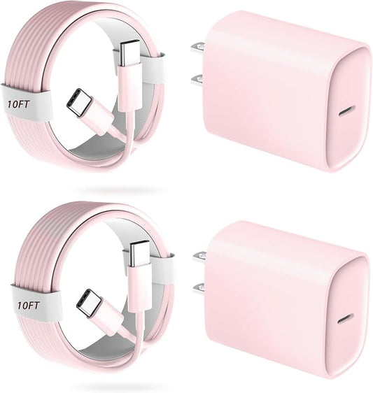 Phone 17 16 15 Pro Charger Fast Charging, 20W USB C Fast Charger Block with 10FT Long Type C Chargers Fast Charging Cable Cord for Phone 17/17 Pro/17 Pro Max/Air/16 Pro Max/16 Pro/15Pro Max/Pro, S24