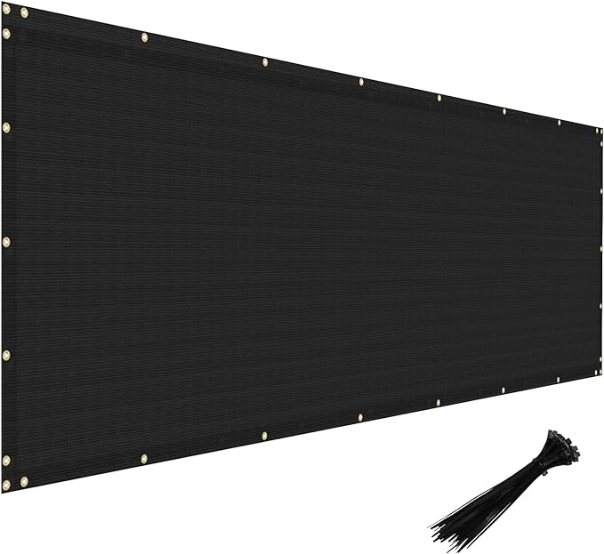 Windscreen4less Privacy Fence Screen Heavy Duty Windscreen Fencing Mesh Fabric Shade Net Cover with Brass Grommtes for Outdoor Wall Garden Yard Pool Deck, 8'x141' Black