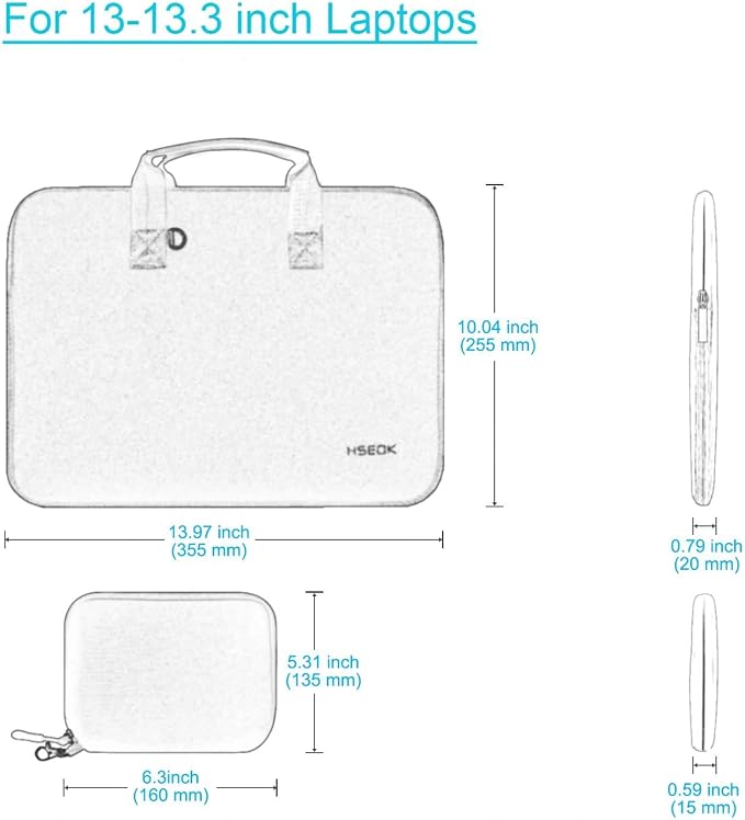 Hseok Laptop Sleeve 13.3-14 inch Case with Small Pouch, Neoprene Computer Bag Compatible with MacBook Neo/Pro 14 M5/M4/M3/M2/M1, Mac Air/Pro 13.3, XPS 14 and Most 13-14 inch Notebooks,Coffee
