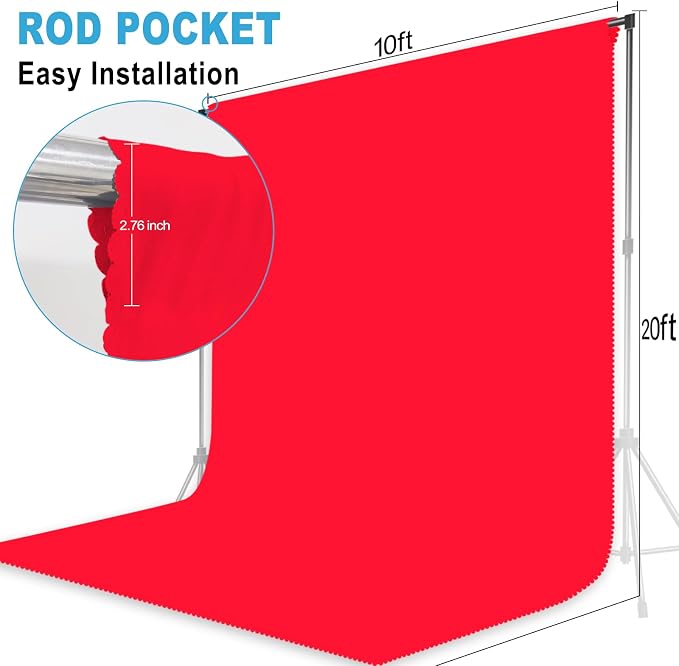 Red Backdrop for Photoshoot, Professional Photo Backdrop Background Curtain for Product Photography, Portraits, Wedding, Party, Live Streaming Video Recording 10X20 FT