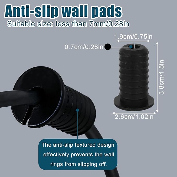4pcs 3/4in Cable Grommets for Starlink, Black Anti-Slip Cable Routing Kit Split Wall Hole Pass Through Bushing Grommet Cover for Ethernet/TV Wires Waterproof Cord Protection Installation Accessories