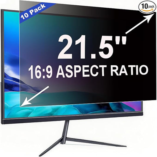 10 Pack Privacy Screen for 21.5 Inch 16:9 (47.7x26.8cm) Computer Monitor - Blue Light Filter & Anti-Glare, Removable Screen Privacy Shield | PC Protector Film for Office