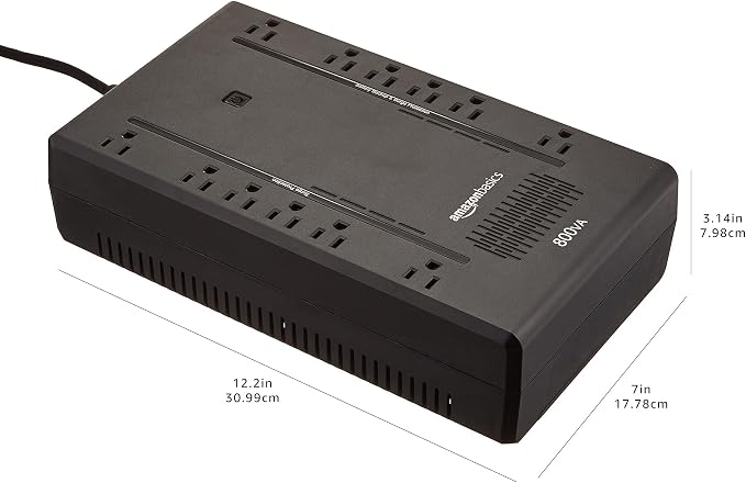 Amazon Basics UPS Battery Backup & Surge Protector, 800VA/450W, 12 Outlets, Standby Uninterruptible Power Supply, Compact, Black