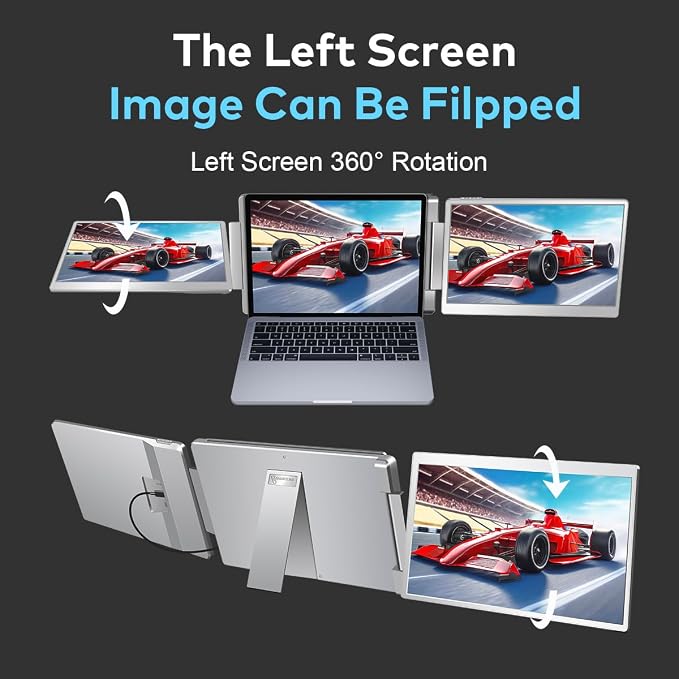 15.6" Laptop Screen Extender for Triple Display - FHD 1080P Portable Monitor For Laptop - Compatible with MacOS/Windows/Android - USB C Detachable Plug & Play Extended Screen for 12-17" Laptops