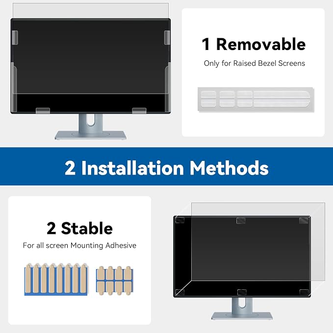 IPROKKO [2-Pack] 23.8 Inch Computer Privacy Screen Filter for 16:9 Widescreen Monitor, Removable 23.8in Anti Blue Light Glare Privacy Shield, Anti Spy Security Protector for Hp Dell Asus Acer Samsung