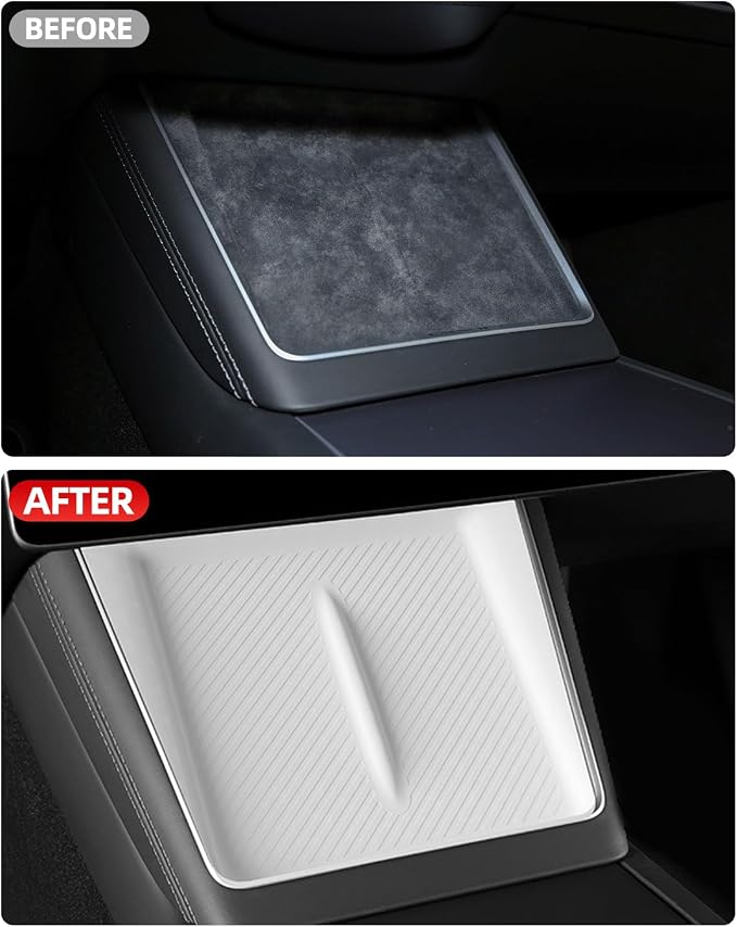 White Center Console Silicone Mat Conpatible vith Tesla Model 3 Highland 2024-2026, Waterproof Spill Proof Center Console Liner Pad, Non-Slip Vireless Charging Friendly Interior Accessories(Style A)