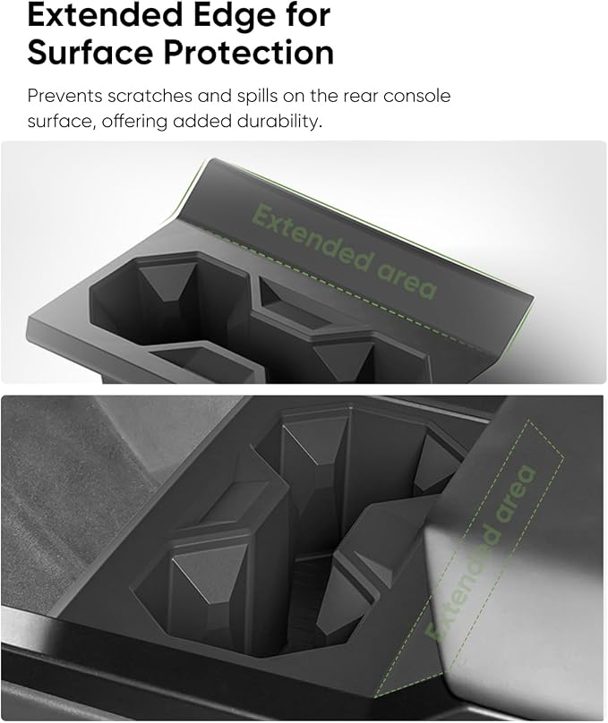 Tesla Cybertruck Cup Holder with Extended Edge - Durable Silicone Material, Anti-Slip, Easy to Clean, Protects Console from Scratches, Custom-Fit for 2024-2025 Models