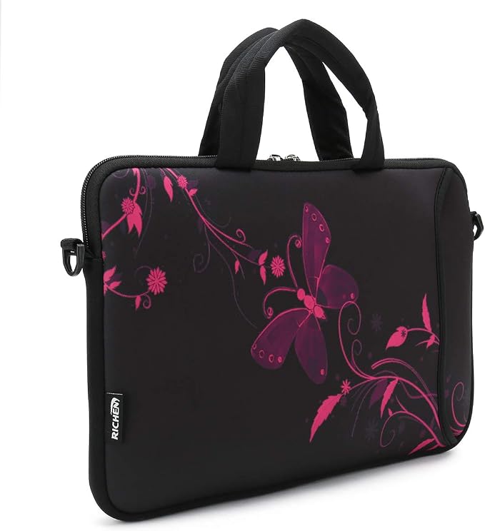RICHEN 17 inch Laptop Shoulder Bag Carrying Case PC Cover Pouch with Handle Fits 15.6/16/17/17.3/17.4 inch Notebook (16-17.3 inch, Nice Butterfly)