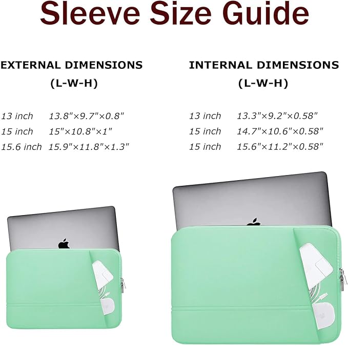 Laptop Sleeve Case 15.6 inch, Sturdy Portable Monitor Computer Laptop Case, Carrying Sleeve Bag 15.6'' with Pockets for MacBook PC Mac HP Lenovo Dell Asus Xbox Switch, Light Blue