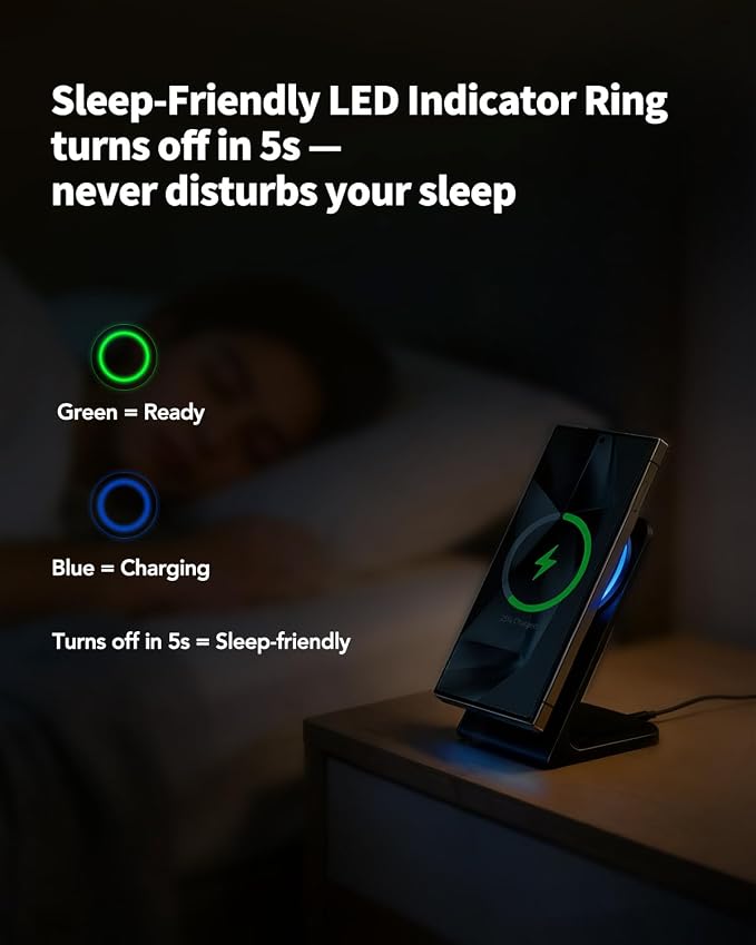 Magnetic Wireless Charger for iPhone, 15W Phone Charger Stand for iPhone/Samsung/Google(Matt Black)
