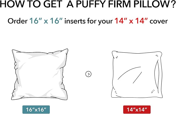 Oubonun 16 x 16 Throw Pillow Inserts Set of 2-100% Cotton Cover - White Couch Bed Decorative Pillow Pair
