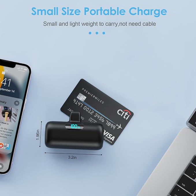 [2 Pack]Small Portable Charger for iPhone14/13,Upgraded 5000mAh PD Fast Charging Power Bank,Mini Portable Phone Charger Compatible with iPhone 14/14 Pro Max/13/13 Pro/12 Pro/11/XR/X/8/7/6-Black+Blue