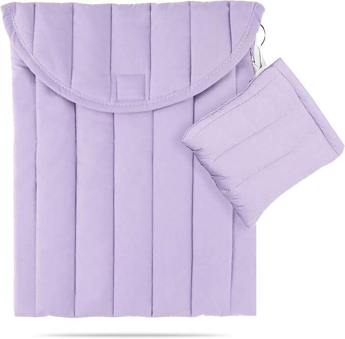 Puffy Laptop Sleeve Set 15-16 Inch Purple, Protective Carrying Case with Data Cable Bag, Cute Case Bag Compatible with 15 and 16 Inch Laptops, for MacBook Air M2 M1, Asus/Dell Xps/Lenovo