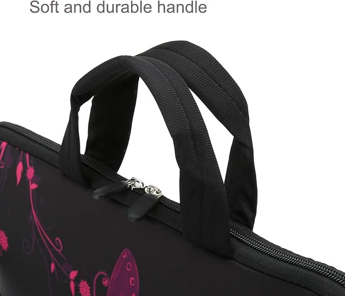 RICHEN 14 15 15.4 15.6 inch Laptop shoulder bag Notebook Handle Sleeve Neoprene Soft Carrying Travel Case with Accessories pocket (14-15.6 inch, Nice Butterfly)