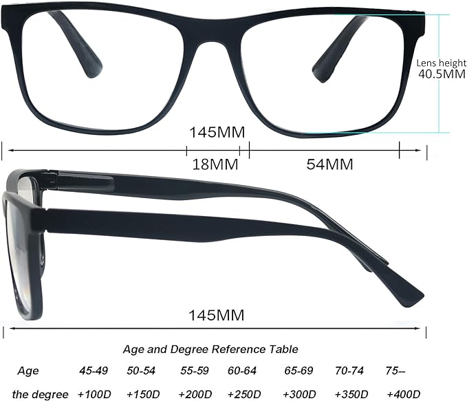 Blue Light Blocking Reading Glasses Men Large Wide Oversized Square Computer Readers Glasses for Big Head/Large Face