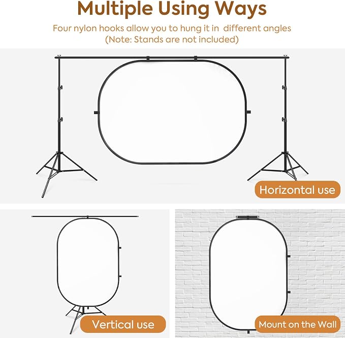 3x5ft/1x1.5m White Black Photo Backdrop, Double-Sided Pop Up Photography Background with Carry Bag Reversible Collapsible Backdrops for Photoshoot TikTok YouTube Video Live Streaming