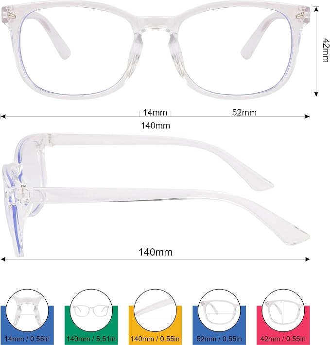 Blue Light Glasses for Woman Men | 99% Blue Light Blocking Glasses | Computer Glassess | Gaming | TV Phone Screen Reader Square Frame | Anti Eyestrain & UV Glare,1 Pack