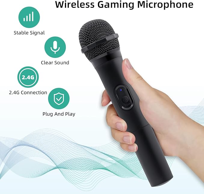 Mcbazel 2 Pack Wireless USB Gaming Microphone Compatible with Xbox Series X/S, PS5, Switch OLED, NS Switch/Switch2, PC, PS4, PS3, PS2, Xbox One X/S, Xbox One, Xbox 360, Wii