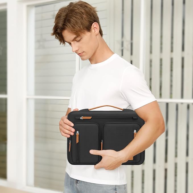 MOSISO 360 Protective Laptop Case 15 inch, Laptop Sleeve Compatible with MacBook Air 15 M5 A3448 M4 A3241 M3 A3114 M2 A2941,Dell XPS,Side Open Carrying Computer Bag with 5 Accessory Pockets&Belt,Black