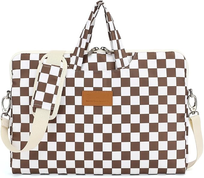canvaslife Waterproof Pattern Resistant Laptop Shoulder Messenger Bag for Pro 16 inch and 15.6 inch-16 inch Laptop (brown Checker)