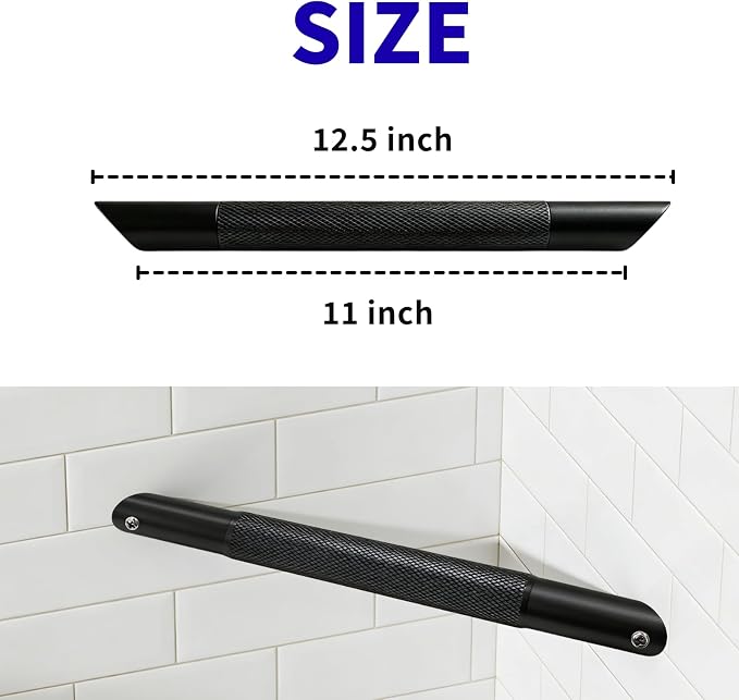 Shower Foot Rest Bar– Stainless Steel Shower Foot Rest for Shaving Legs with Non-Slip Grip, Space-Saving & disassembly Design for Bathroom– Black
