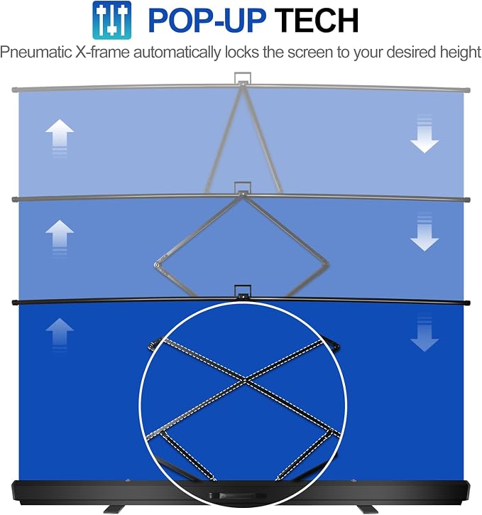 FUDESY 78.7 x 90in Large Collapsible Blue Backdrop Screen, Portable Retractable Pull Up Panel Wrinkle-Resistant Photo Background for Streaming, Video Conference, Photographic Studio