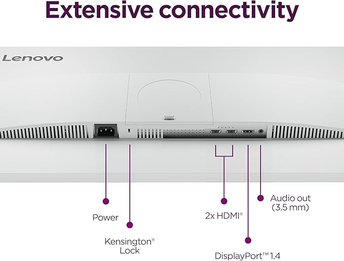 Lenovo L27q-4a - Everyday Monitor - 27" QHD IPS Display - 100Hz Refresh Rate - MaxxAudio® Tuned Speakers - VESA MediaSync - 1ms MPRT - Cloud Grey - Tilt Stand