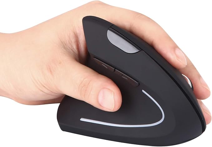 Fonicer Left Handed 2.4GHz Wireless Vertical Ergonomic Mouse and Keyboard Combo Ultra-Thin Portable Size for PC Desktop Computer Laptop Mac Tablet, Black