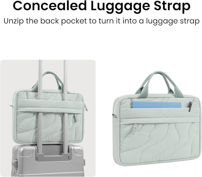 tomtoc 15-16 Inch Puffy Laptop Carrying Bag for Women, Stylish Laptop Case Fits 15-16 Inch MacBook Air & Pro & Other 15"-16" Computers, Work Travel Briefcase Lightweight Handbag with Organized Storage