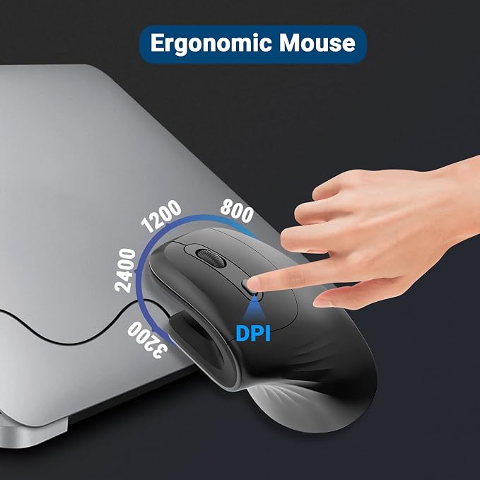 Super Space Vertical Mouse,Ergonomic Wired Computer Mouse with 6 Buttons,800/1200/2400/3200 DPI Wired Gaming Mouse for Laptop, Desktop, PC, MacBook - Black, Gift for Men Women