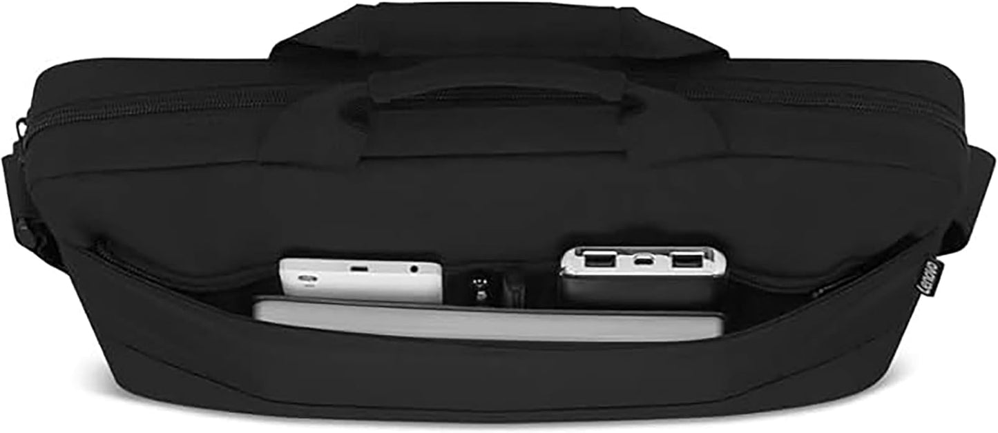 Lenovo Laptop Shoulder Bag T215 15.6 inch - Black- Slip Laptop Compartment - Front Zippered Pocket - Adjustable Strap