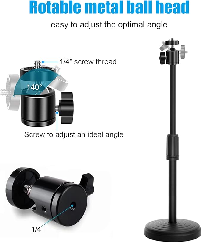 Webcam Stand for Desk, 18 Inch Webcam Tripod Camera Stand with Phone Holder Desktop Webcam Mount for Logitech Webcam C920 C922 C925e C922x C930e C930 C615 and BRIO