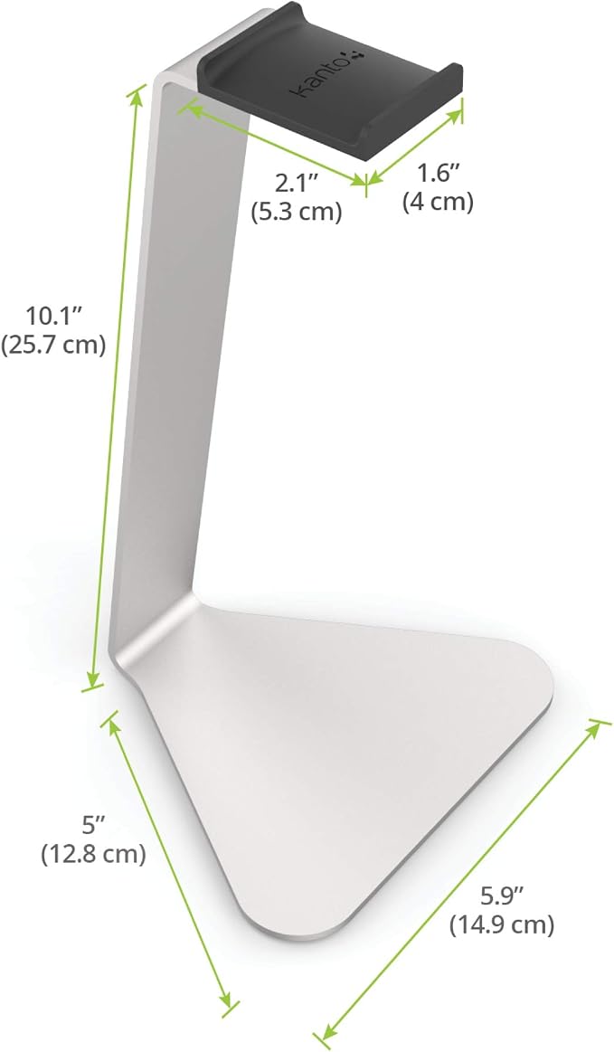 Kanto H1 Universal Headphone Stand with Curved Silicone Padding - Silver