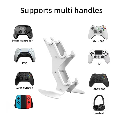 NBCP Controller Holder, Game Controller Headset Stand for Xbox Series X S/Xbox one / PS5 / PS4 / NS/PC/Headset, Aluminum Metal Headset Mount Universal Organizer for Video Game Accessories (White)