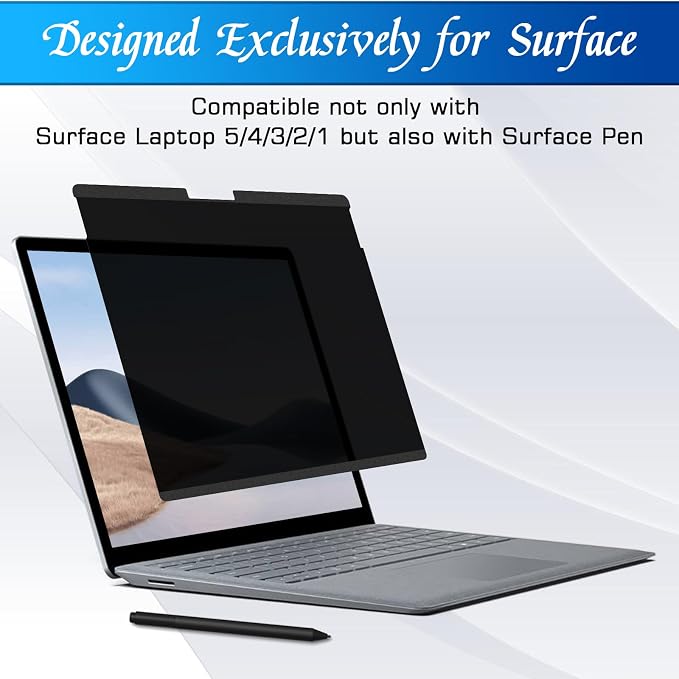 PYS Magnetic Privacy Screen for Microsoft Surface Laptop 5/4/3/2/1 - Detachable 13.5 Inch Privacy Screen Protector, Matte Finish Anti-Glare