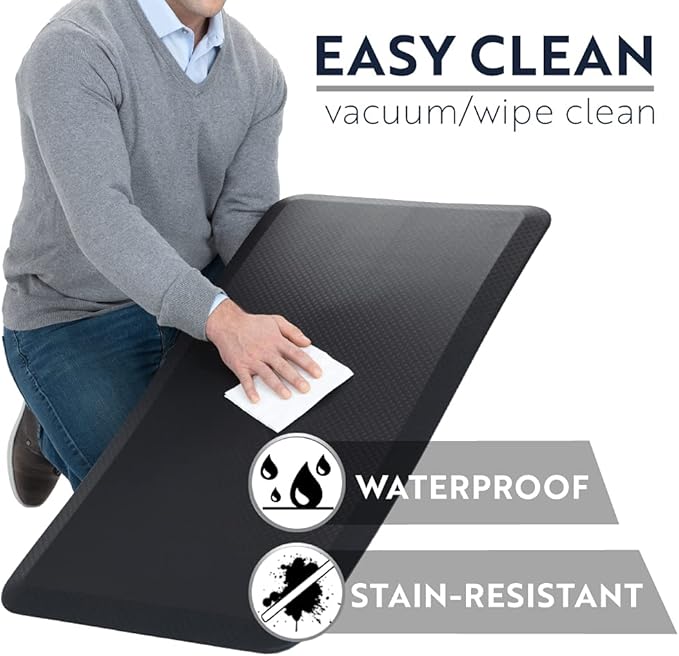 KANGAROO Cushioned Anti Fatigue Mats for Kitchen Floor, 39x20, Reduce Foot, Knee, Back Pressure, 3/4 Inch Thick Ergonomic Mat, Waterproof Comfort Rug for Under Sink, Standing Desk, Store Floors, Black
