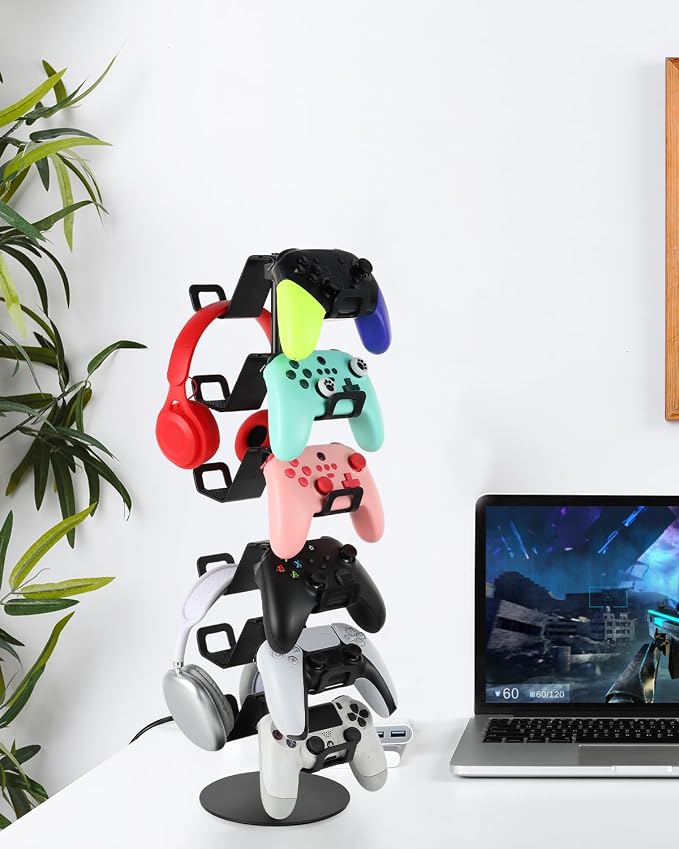 Gamer Gift,6-Tier Controller Headphone Stand Desktop,Ideal Gift for Game Lover - Universal Organizer for Controllers and Gaming Headsets,Unique Present